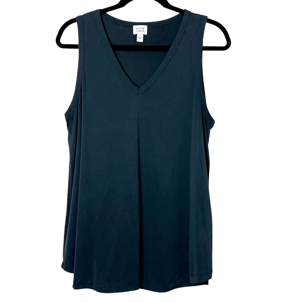 Peyton Jensen Black Sleeveless V-Neck Swing Tank Top Size Large